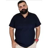 Mavimoure Erkek Büyük Beden Polo Yaka Cepsiz Spor Tişört - 08L-Lacivert