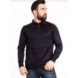 Mavimoure Erkek Düğmeli Ince Polo Yaka Yün Kazak - Lacivert