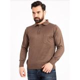 Mavimoure Erkek Düğmeli Ince Polo Yaka Yün Kazak - S - Kahverengi