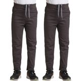 Mavimoure Unisex Çocuk Rahat Kalıp Ribana Bel Canvas Keten Okul Pantolonu 2 Adet - Füme - 9 - 10 Yaş