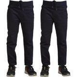 Mavimoure Unisex Çocuk Rahat Kalıp Ribana Bel Canvas Keten Okul Pantolonu 2 Adet - Siyah - 13 - 14 Yaş