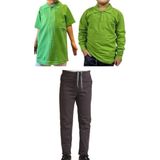 Mavimoure Unisex Çocuk Ribana Bel Keten Okul Pantolonu + Polo Yaka Kısa ve Uzun Kol T-Shirt - Füme - 12 Yaş