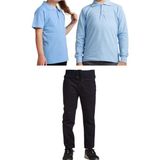 Mavimoure Unisex Çocuk Ribana Bel Keten Okul Pantolonu + Polo Yaka Kısa ve Uzun Kol T-Shirt - Lacivert - Mavi - 13 Yaş