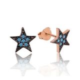 Mavio Mavi Taşlı Yıldız Çivili Kadın Gümüş Küpe