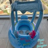 mavisudünyası Gölgelikli Mavi Renk Bebek Deniz Simidi, Bebek Havuz Simidi, 0-3 Yaş 71cm*60cm