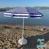 mavisudünyası Plaj Şemsiyesi (Pamuk Kumaş) Mavi Renk Deniz, Balkon, Bahçe (Bidon Dahil) 2 Metre, 10 Telli