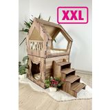 Mavitrend Ahsap Buyuk Kedi Evi Xxl Acik Terasli Model 5 Kg Ustu Kediler Icin Kahverengi Renk