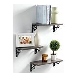 Mavitrend Duvar Rafı Kitaplık Mutfak Banyo Yaşam Alanı Metal Ahşap 3 Lü Set Raf Siyah