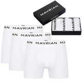 Mavrian Alabaster 3'Lü Premium Kutulu Pamuklu Likralı Erkek Beyaz Boxer - Damat Bohçası Çeyiz Seti