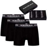 Mavrian Obsidian 3'Lü Premium Kutulu Pamuklu Likralı Erkek Siyah Boxer - Damat Bohçası Çeyiz Seti