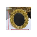 mawiokyanus Polyester Küçük Boy Otantik Çiçek Desenli Dekoratif Gold Duvar Aynası 1 Adet 20x16 Cm