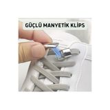 Mawrond Açık Gri Bağcıklı, Manyetik, Paslanmaz Metal Tokalı, Elastik, Pratik, Tak Bırak Ayakkabı Bağcığı, 1 Çift