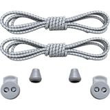 Mawrond Yuvarlak, Akıllı, Kilitle, Tak-Bırak, Elastik Bot, Spor Ayakkabı Bağcığı, 100 Cm, (1 Çift Çizgili Gri) - Açık Gri