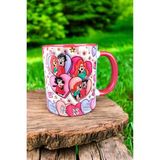 Max Goof & Roxanne Sevgililer Tasarım Kupa-Sevgililer Günü-Doğum Günü-Yılbaşı Hediyelik Renkli Kupa - Kırmızı - 330 ml
