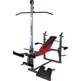 Max Tech Fonksiyonlu Ağırlık Sehpası,(Ithal Ürün) Bacakkası,lat Pull,butterfly, Scottcurl Özellikli - Kırmızı - Siyah - 142*152*188 cm
