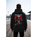 Max Verstappen F1 Hoodie - Red Bull Temalı Premium Motorsporları Kapüşonlu Sweatshirt Siyah 2XL