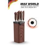 Max World 5 Parça Bıçak Seti, Alman Çeliği, Siyah, Bileyici Dahil, Özel Kutu
