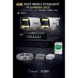 Maxcam 2 Kameralı 4K 1440P Full Hd Poe Ip Kamera Sistemi – Gece Renkli Ultra Hd Sesli Güvenlik Kamera Seti