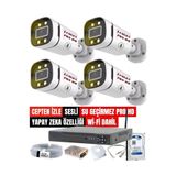 maxcam 4 Lü SESLİ Gece Renkli Görüş PRO HD Güvenlik Kamera Seti Su Geçirmez Güvenlik Kamerası Sistemi