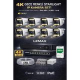 maxcam 8 Kameralı 4K 1440P Full HD PoE IP Kamera Sistemi – Gece Renkli Ultra HD SESLİ Güvenlik Kamera Seti