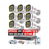 maxcam 8 Li SESLİ Gece Renkli Görüş PRO HD Güvenlik Kamera Seti Su Geçirmez Güvenlik Kamerası Sistemi
