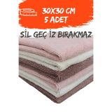 MaxClean 5'li Sil Geç Iz Bırakmaz Mikrofiber Temizlik Bezi Kahve Tonları 30x30