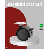 Maxdora Mobilya Için Kilitli 4 cm Tekerlek Ayak Seti - MX002U-7K3S27 - Çok Renkli