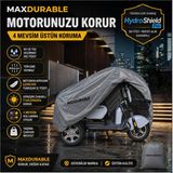 MaxDurable Apec Apm2 1k Motosiklet Brandası Su Geçirmez 4 Mevsim Boya Dostu Motor Brandası + Taşıma Çantalı - Gri