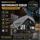MaxDurable Arora Mini Felix 3k Motosiklet Brandası Su Geçirmez 4 Mevsim Boya Dostu Motor Brandası + Taşıma Çantalı - Gri