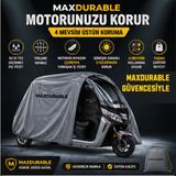 MaxDurable Arora Polo Plus Kabinli Motosiklet Brandası Su Geçirmez 4 Mevsim Boya Dostu Motor Brandası + Taşıma Çantalı