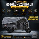 MaxDurable Volta Apt4 3 Teker Kasalı Motosiklet Brandası Su Geçirmez 4 Mevsim Boya Dostu Motor Brandası + Taşıma Çantalı 3kksan
