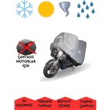 Maxdurable Yuki Yk39 Pico Elektrikli Arka Çantasız Gri Motor Brandası Su Geçirmez Motosiklet Örtüsü