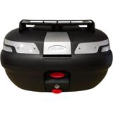 Maxem Motosiklet Arka Çanta Sl 45 Litre Sırt Dayama ve Üst Bagaj Full Set Şeffaf Reflektör - Siyah - Standart