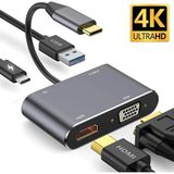 Maxgo 3006 Type C Hub Usb Pd Şarj HDMI VGA Girişli Çevirici Dönüştürücü Çoklayıcı