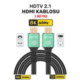 Maxgo 3119 Ultra Yüksek Hızlı 8k HDMI 2.1 Kablo, 4K 144Hz HDMI Kablosu 3 Metre Hdtv Kablosu