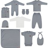 Maxhilda Bebe Erkek - Kız Bebek 10 Parça Hastane Çıkışı Zıbın Seti Natural Pastel Renk (Hediye Paketi Yapılır) - Yenidoğan - Füme