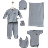 Maxhilda Bebe Erkek - Kız Bebek 7 Parça Hastane Çıkışı Zıbın Seti Natural Pastel Renk (Hediye Paketi Yapılır) - Füme - Yenidoğan