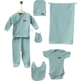Maxhilda Bebe Erkek - Kız Bebek 7 Parça Hastane Çıkışı Zıbın Seti Natural Pastel Renk (Hediye Paketi Yapılır) - Mint Yeşil - Yenidoğan