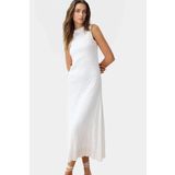 Maxi A line Bisiklet Yaka Örme Elbise Hafif Yazlık Günlük Seçkin Malzeme Özel Tasarım Modern Stil