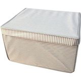 Maxi Çok Amaçlı Saklama Kutusu Kutu Hurç Organizer Oyuncak Kutusu Hurç Çizgi Desen 40X50X30 - Gri - 1 Adet - Tek Ebat