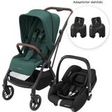 Maxi-Cosi Leona 2 Cabriofix Tek Elle Katlanabilen Ultra Kompakt Çift Yönlü Seyahat Sistem Siyah Yeşil Bebek Arabası