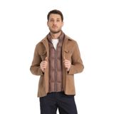 Maxi Erkek Camel Diagonel Likralı Kısa Önü Çıkmalı Kaşe-Kaban Camel 50