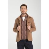 Maxi Erkek Camel Diagonel Likralı Kısa Önü Çıkmalı Kaşe-Kaban Camel 56