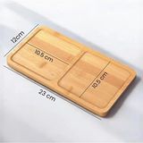 Maxi Trendy 2 Bölmeli Doğal Bambu Ikram Tepsisi - Kahve ve Atıştırmalık Sunum Tabağı - Kurabiye ve Çay Servisliği (23X12 Cm) - Kestane Akaju - Option-1