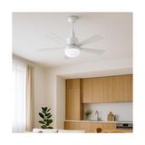 Maxi Trendy 5 Kanatlı LED Işıklı Tavan Vantilatörü – Sessiz Çalışan, Uzaktan Kumandalı, Modern Beyaz Tasarım - Ahşap