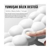 Maxi Trendy Cloud Klavye Bilek Desteği, Bulut Ergopad, Kaymaz Tabanlı, Nefes Alan Kumaş, Ağrı Önleyici (Klavye Desteği, Beyaz) - 1 cm