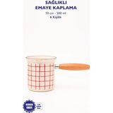 Maxi Trendy Cupid Kareli Emaye Ahşap Saplı Cezve (500ML-6 Kişilik) - 0,1 kg