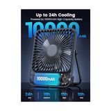 Maxi Trendy Warmco 10000 Mah Taşınabilir Vantilatör, 21 cm Kişisel Masa Vantilatörü, Pil, Ultra Sessiz ve Süper Düz, Dijital Göstergeli, 10 – 24 Saat Çalışma Süresi, Ofis, Seyahat, Yatak Odası, Kamp Için Ideal - 001-Siyah