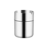 MaxiFlow Dekoratif Paslanmaz Çelik Küllük 9 cm Yuvarlak Metal Hazneli Gri Renk