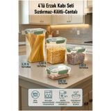 MAXİFRESH Saklama Kabı Seti ve Erzak Kabı Mutfak, Buzdolabı Düzenleyici ve Dolap Düzenleyici 4'lü Set (3,20 lt-2,40 lt-1,50 lt-600 ml)